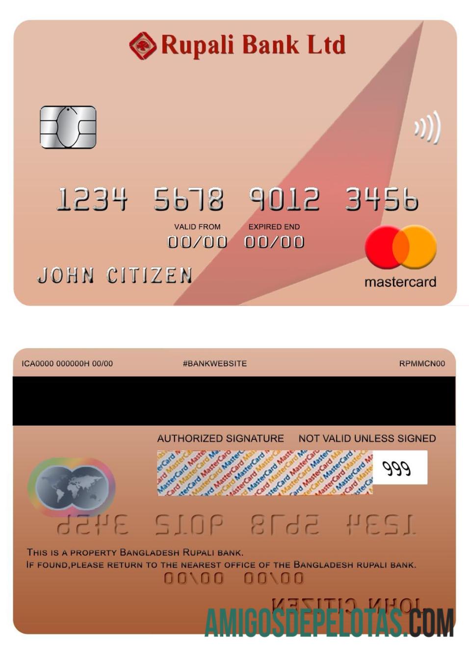 Banco Rupali de Bangladesh, MasterCard modelo